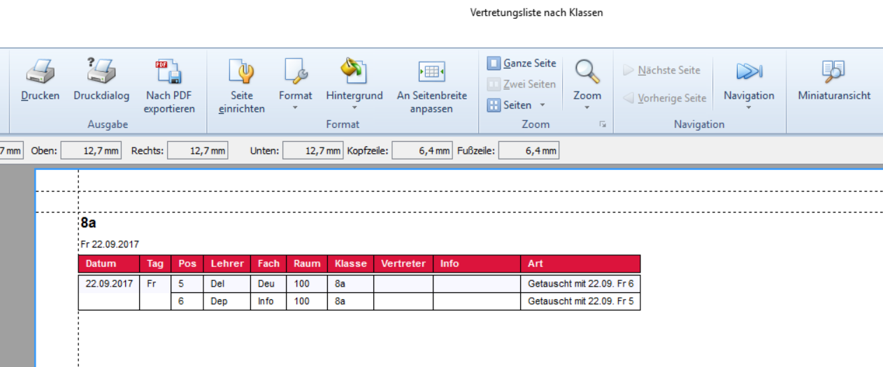 Stundentausch zweier Veranstaltungung