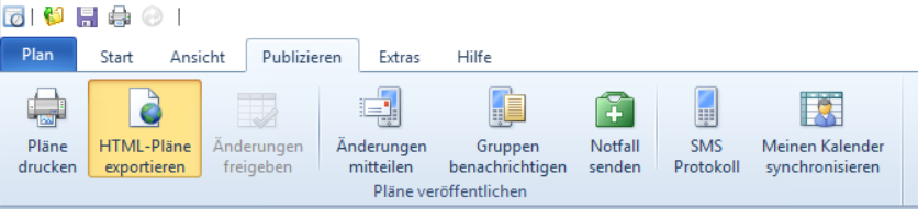 Publizieren > HTML-Pläne exportieren