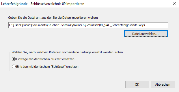 Import Lehrerfehlgründe