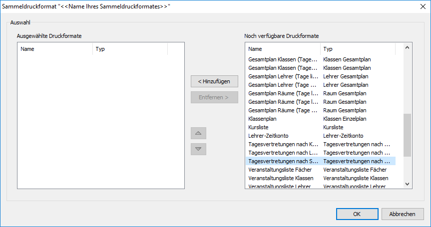 Auswahl des Sammeldruckformat