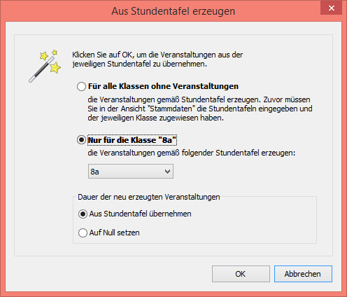 Aus Stundentafel erzeugen