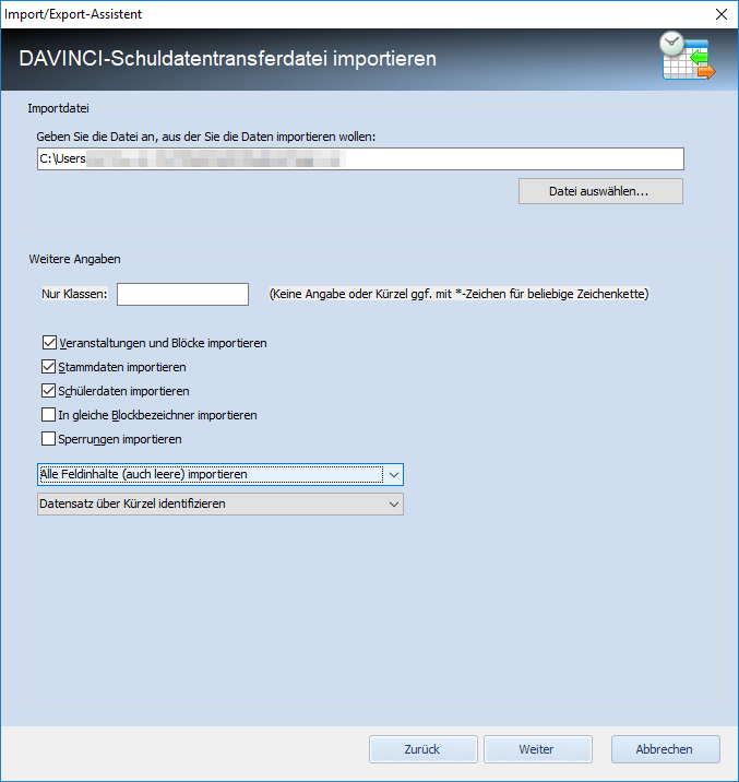 Importieren und Exportieren-Assistent