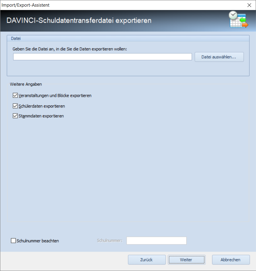 DaVinci Schuldatentransferdatei exportieren